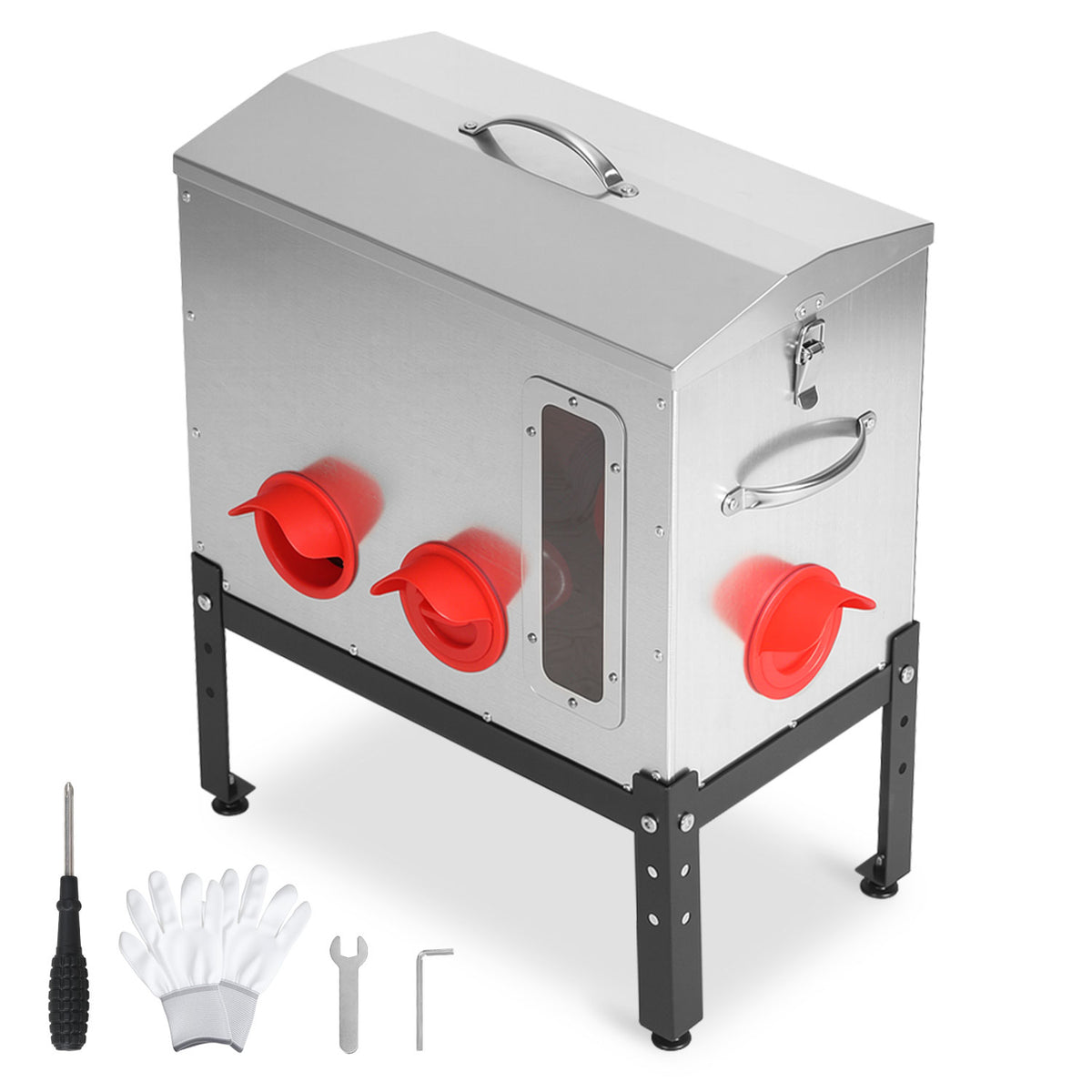 Automatischer Hühnerfutterbehälter mit 18 kg Fassungsvermögen, 6 Futterauslässen, aus verzinktem Metall