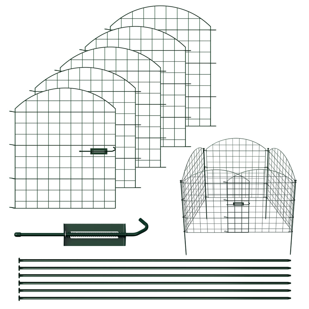 Dekorative Gartenzäune, Teichzaun-Sets, 1 Tor + 4 Teichzaunelemente, Steckzäune, Metallzäune mit Zaunelementen sowie Außenzäune, Gartenzäune, Tierzäune, mit Schloss, Haustierzäune, in drei Ausführungen erhältlich: grün, schwarz