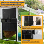 Automatisches Solartor für Hühnerställe mit LCD-Display und Fernbedienung | Elektrisches Hühnerstalltore mit Zeitschaltuhr, Hindernis-Stopp-Alarm, USB-C-Anschluss und Schutzklasse IPX4, geeignet für Hühnerställe, mit Einklemmschutz