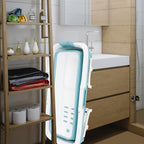 Faltbare Badewanne für Erwachsene, Klappbadewanne mit Abdeckung, Ablagekorb und Doppelablauf, platzsparende mobile Badewanne für Bad Dusche Balkon, Blau