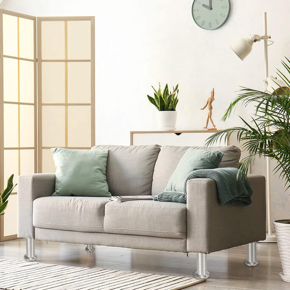 Alulegierung Möbelfüsse 4 Stück, belastbar bis 200-300kg,silbrig Aluminium-Möbelfüße, 6–20 cm, silberne Metalloptik, für Sofa, Schrank, Kommode und DIY.