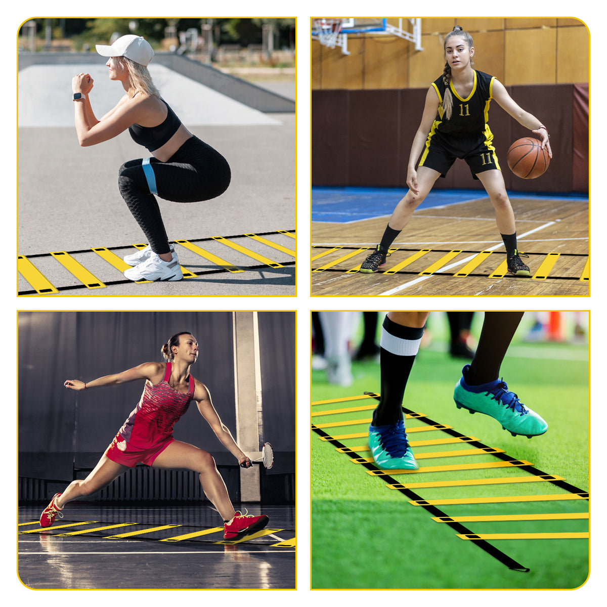 Speed & Agility Training Set Koordinationsleiter, Trainingsset Enthält 1 Agility Leiter, 6 verstellbare Hürden, 12 Hütchen, Aufbewahrungstasche, Trainingsgerät für alle Sportarten