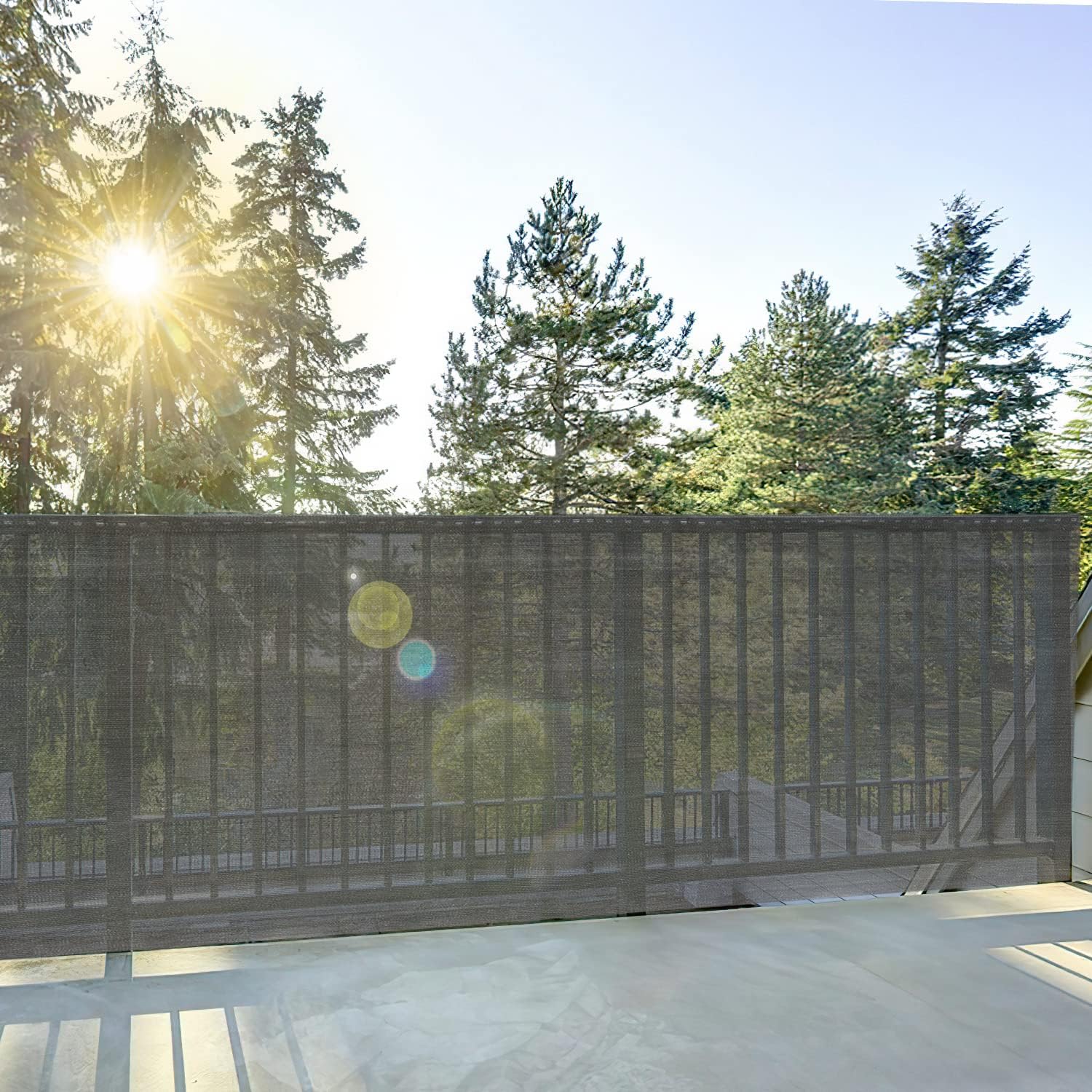 Sichtschutz,150 g/m² HDPE Balkon sichtschutz,Windschutz Schattennetz mit Kabelbinder,Schattiergewebe Sonnenschutz, Staubschutz,Blickdichter Zaunblende,Grau