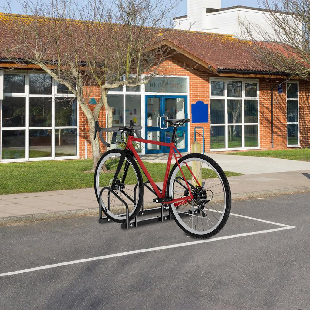 Fahrradständer für 2/3/4/5/6 Fahrräder, bodenmontierter Fahrradständer, Radabstand 30 cm, geeignet für Reifenbreiten von 35–55 mm, für die Montage am Boden oder an der Wand geeignet, schwarz