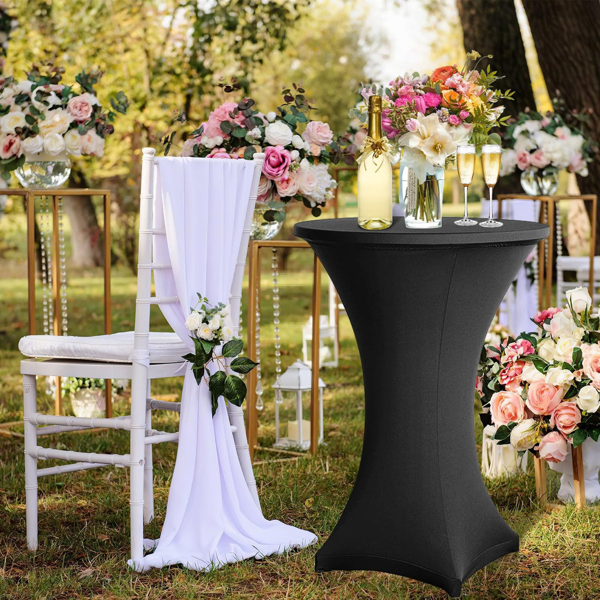 1/2/4 Stück Stehtischhusse Stretch Schwarz Strech Husse Stehtisch Hussen Hochwertige Stehtischhuss für Gartenparty Feier Hochzeit Taufe, Rotwein