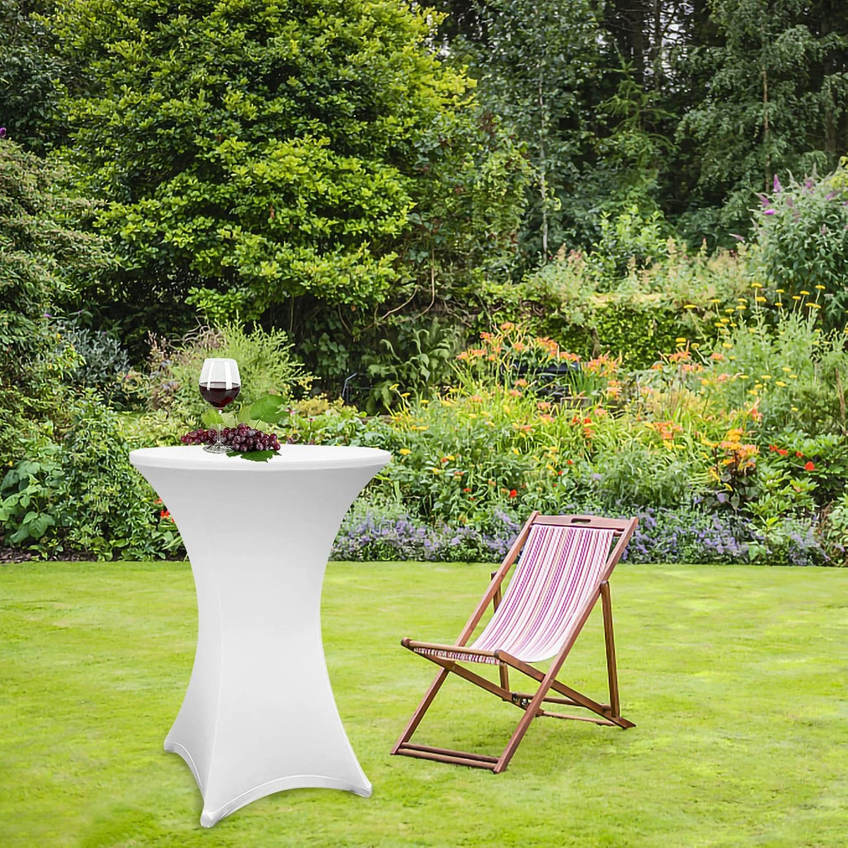 Stehtischhusse Stretch, 1/2/4/5 er-Set Stehtische Husse elastische, Tischdecke für Bistrotische, Tisch Husse Hochzeit Feier, Tischdecke-Weiß