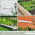 Gewächshausheizung, Timer, Zeitplan & 3000W Digitalregler Ø42-mm-Heizrohr, Haltebügel, Überhitzungsschutz, Wand-/Bodenmontage, Ist-/Sollanzeige, °C/°F, für Schrank & Gewächshaus