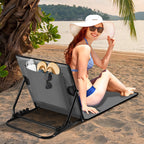 Strandliege Klappbar leicht, strandmatten gepolstert,Strandliege mit Handtasche,Staufächern,eingebautes Kissen mit 5-Gang-Einstellung, verschleißfestes Gewebe(158cm)