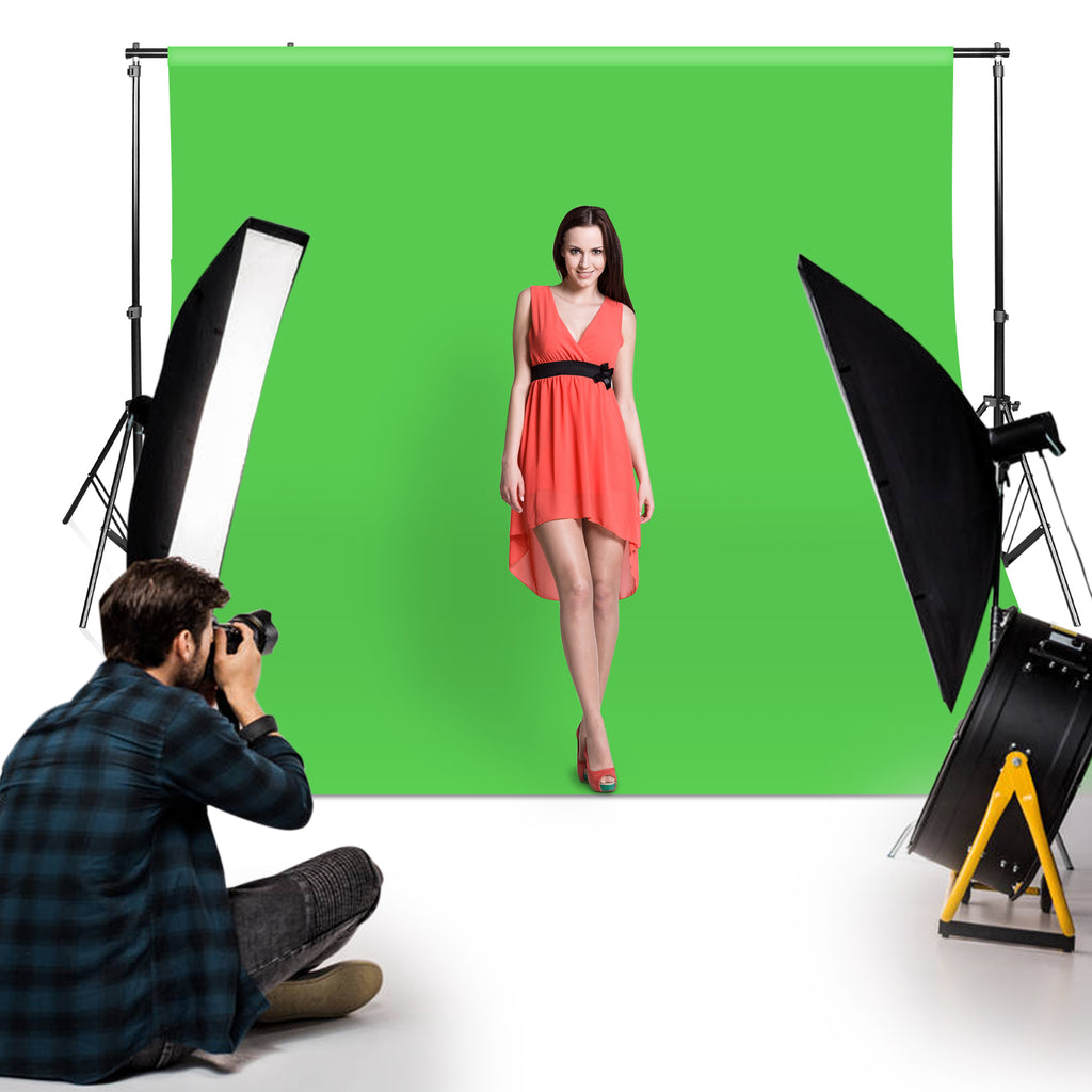 Hintergrund Ständer, 2x3M Hintergrundsysteme mit 3 Hintergrundstoffe (Grün/Weiß/Schwarz), Fotostudio Hintergrundsystem für Green Screen, Portrait und Videoaufnahme