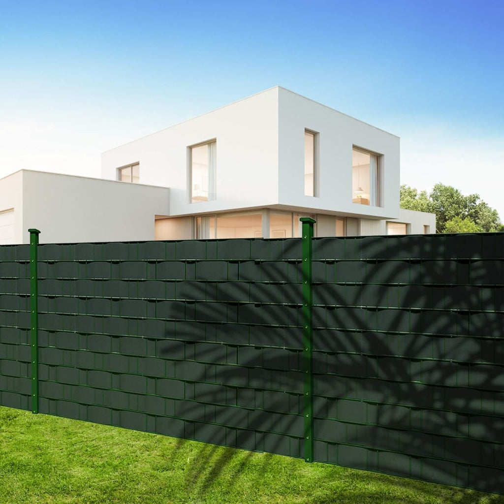 Sichtschutzstreifen für Doppelstabmatten, 35m/50m/70m Wetterfester PVC Sichtschutz (450g/m²) inkl. 30 Clips. Ideal für Doppelstabmattenzaun, Garten & Balkon, Grün