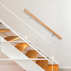 Treppengeländer, Wandgeländer mit Wandbefestigungen und Endkappen, Durchmesser 42 mm, wandmontiertes Treppengeländer, rutschfestes Geländer für Treppen und Balkone, erhältlich in den Längen 50, 80, 100, 120, 150 und 200 cm.