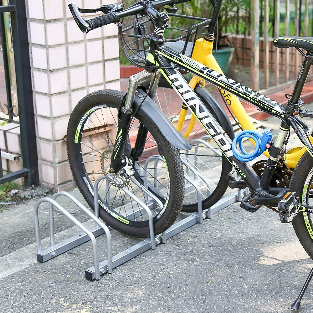Fahrradständer (Reifenbreite 35–55 mm), bodenmontierte Fahrradständer, einfach zu montierende Fahrradständer aus verzinktem Stahl, silberfarbene Fahrradständer