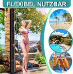 Solardusche 35L Solar Gartendusche warmes Wasser Bis Zu 60°C ohne Stromanschluss Pooldusche Camping mit Fußdusche und schwenkbarem Regenduschkopf, inkl. Montagematerial, Schwarz