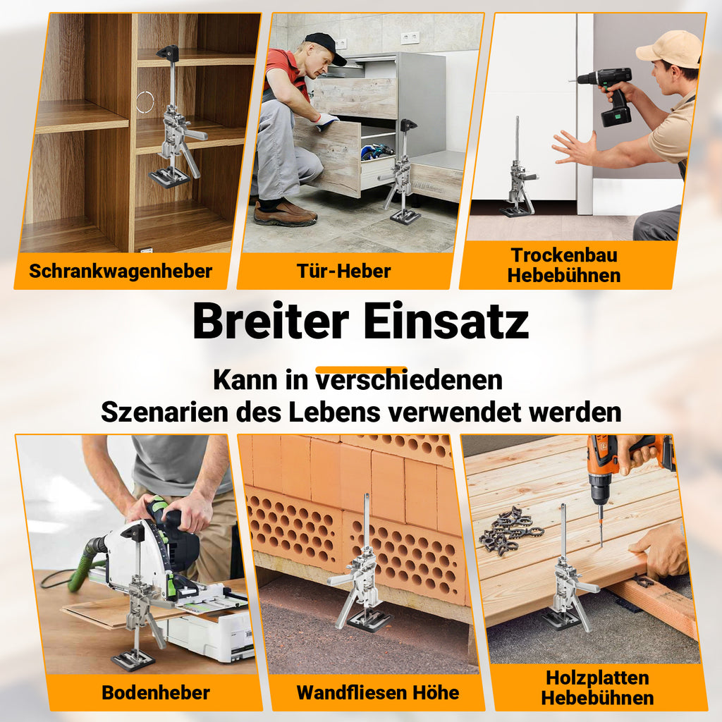 Arbeitssparender Möbelheber 2/4 Stück 38cm bis 200kg Handwerkzeugheber, Armwagenheber mit Skala & Doppelschnelligkeitsabsenkung, Hub 0-230mm, Klemmkopf & rutschfesten Gummipads