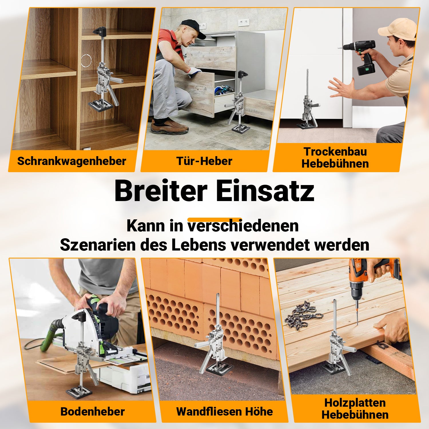 Arbeitssparender Möbelheber 2/4 Stück 38cm bis 200kg Handwerkzeugheber, Armwagenheber mit Skala & Doppelschnelligkeitsabsenkung, Hub 0-230mm, Klemmkopf & rutschfesten Gummipads