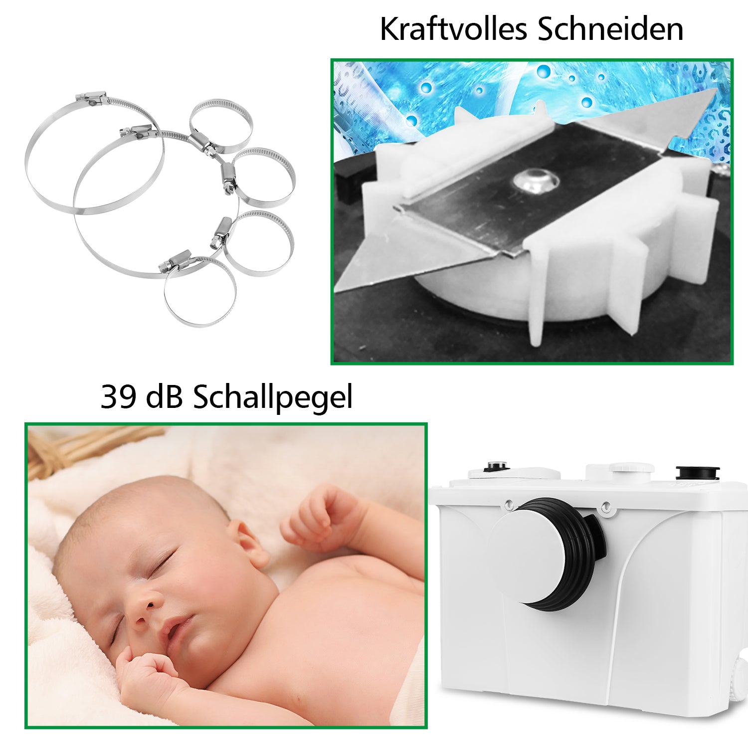 Hebeanlage Schmutzwasserpumpe, 700W Fäkalienpumpe 190L/min Kleinhebeanlage, 4 in 1 Schmutzwasser Abwasser Fäkalien Pumpe für WC Waschmaschine Waschbecken,Sehr Leise