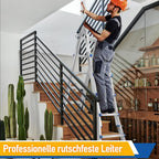Aluminium multi-purpose ladder, 4-in-1 folding ladder, load capacity 150 kg, step ladder, extension ladder, double-sided ladder and stair ladder, telescopic ladder