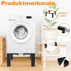 Edelstahl-Waschmaschinen-Untergestell, verstellbar 50–80 cm, mit Skalenverstellung, Vibrationsschutz & Rutschfestigkeit, Tragkraft 400 kg, für Waschmaschine/Trockner, schwarz.