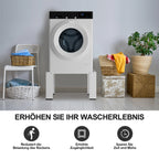 Waschmaschinen-Untergestell mit höhenverstellbarer Ablage 60.6x60.6x40 cm, 150 kg belastbar, Ablage 30 kg, 3 Höhen (5/10/15 cm), Anti-Rutsch & Gummifüße, Weiß