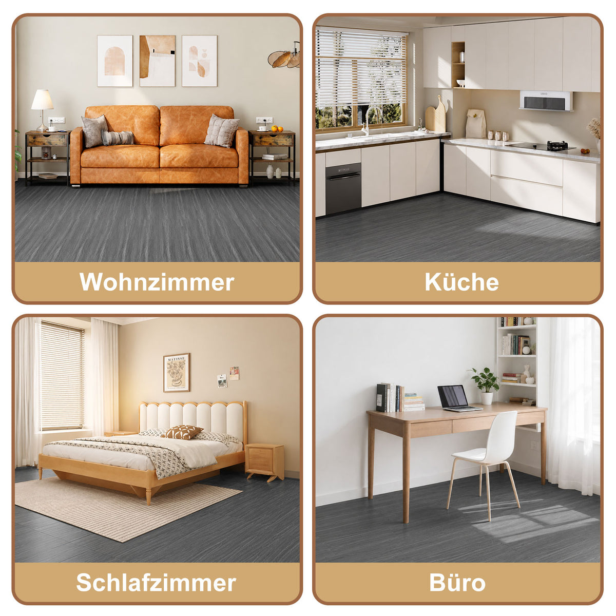 PVC-Bodenbelag, selbstklebende Vinylfliesen, Vinylboden, 91,44 cm × 15,24 cm – Stärke 2 mm, rutschfeste Vinyl-Verbundbodenstreifen, geeignet für Schlafzimmer und Wohnzimmer, 18 Stück = 2,5 m², in drei Farben erhältlich