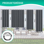 Outdoor Vorhang Wetterfest mit Ösen Sonnenschutz Wasserdicht Thermovorhang Panel,Dunkelgrau