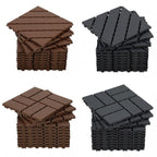 Polypropylen-Terrassenfliesen im Puzzle-Design, 30 x 30 cm, anthrazitgrau/rotbraun, aus Kunststoff | Witterungsbeständig, rutschfest, einfach zu verlegen, geeignet für Terrassen, Balkone und Gärten, leicht zu reinigen, Kunststoffboden, 1–5 Quadratmeter