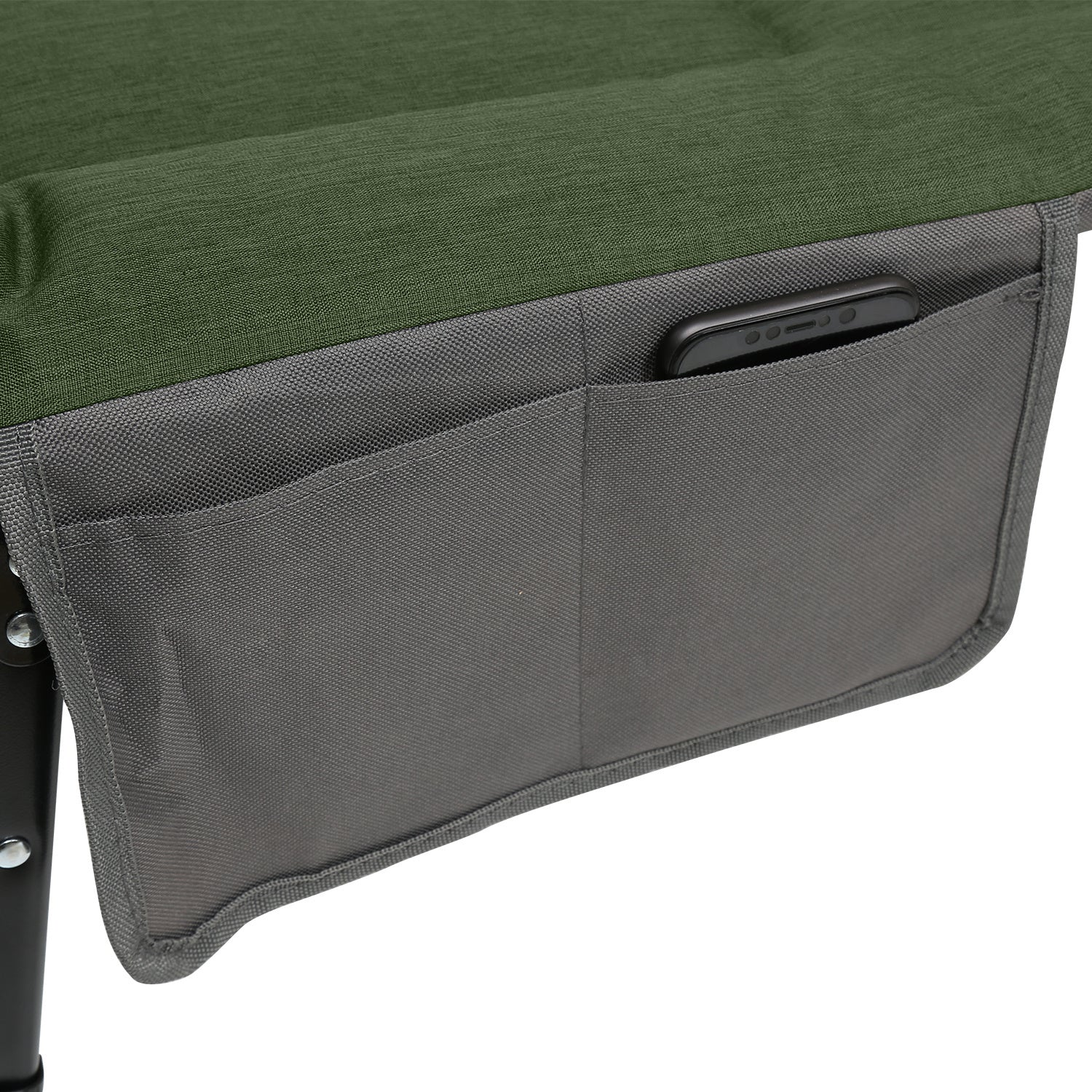 Angel- und Freizeitliege 195 x 65 x 32 cm, Belastbarkeit bis zu 160 kg, Campingliege, höhenverstellbar, klappbares Campingbett, inklusive Aufbewahrungstasche, geeignet für Camping, Angeln und den Garten, grün